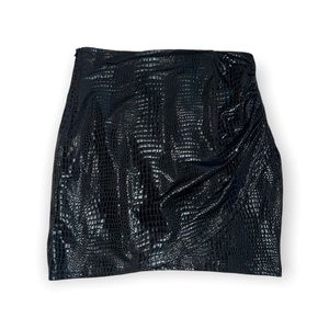 Black Snakeskin Mini Skirt, Size S
